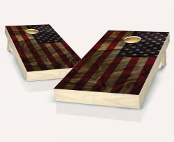 "Realistic Antique American Flag" Cornhole Set